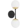 Tipace Modern Glass Ball Wall Light, Mid Century Globe Wall Sconce Antique Brass and Black 2-Light for Restaurant Living Room Bedside Stairs Bathroom Mirror(Exclude Bulb)