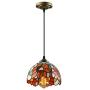 LITFAD Elegant Tiffany Style Pendant Light with Oversize Sunflower Pattern One-Light LED Ceiling Hanging Pendant Lamp Chandelier for Kitchen Island Dining Room Restaurant - D LITFAD Elegant Tiffany Style Pendant Light with Oversize Sunflower Pattern One-Light LED Ceiling Hanging Pendant Lamp Chandelier for Kitchen Island Dining Room Restaurant - D