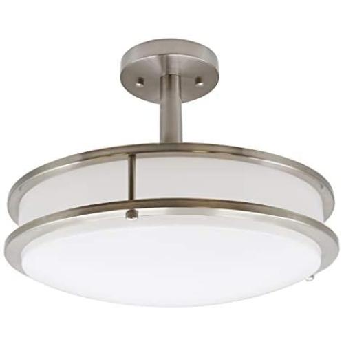 MingBright 14’’ Modern LED Semi Flush Mount Ceiling Light Fixture ,Brushed Nickel Ceiling Light, 4000K Cool White, Dimmable, CETL Listed, Modern Lamps for Living Room Ceiling