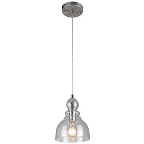 Westinghouse Lighting 6100700 One-Light Indoor Mini Pendant, Brushed Nickel Finish with Clear Seeded Glass