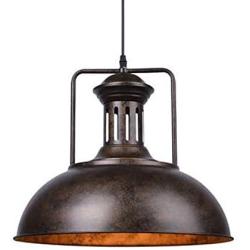 NIUYAO 16 inch Wide Large Metal Industrial Pendant Light, Hanging Island Light Creative Retro Chandelier for Cafe Loft Restaurant Kitchen Island Dining Room Bar (Rust) 421653