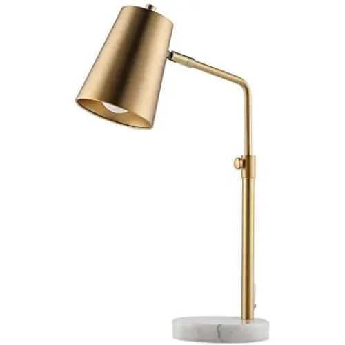 CO-Z Gold Desk Lamp with LED Bulb Adjustable, Antique Brass Metal Table Lamp Marble Base, Mid Century Modern Reading Lamp Office, 20’’ Industrial Task Lamp Work Lamp for Reading Bedroom Living Room.