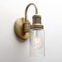 Permo Industrial Vintage Gooseneck Wall Mount Single Sconce with 3.1'' Cylindrical Clear Glass Shade Wall Sconce Light Lamp Fixture (Antique)