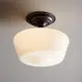 Schoolhouse Floating Ceiling Light Semi Flush Mount Fixture Bronze 12'' White Glass for Bedroom Kitchen - Regency Hill