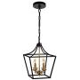 JINZO Farmhouse Chandelier 4-Lights Rustic Cage Pendant Light Matt Black and Gold for Foyer Entryway Hallway Dining Room and Kitchen Island.