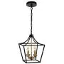 JINZO Farmhouse Chandelier 4-Lights Rustic Cage Pendant Light Matt Black and Gold for Foyer Entryway Hallway Dining Room and Kitchen Island.