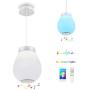 Pendant Light LED Mini Chandelier 30W White Music Ceiling Light with Bluetooth Speaker, Smart APP and Remote Control, Modern Design and Length Adjustable, Perfect for Kitchen Dining Room Restaurant. …