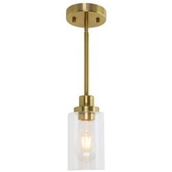 MELUCEE 1-Light Modern Pendant Light Brass Finish with Clear Glass Shade, Kitchen Island Lighting, Contemporary Light Fixtures Ceiling Hanging for Dining Room Hallway