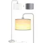 LED Floor Lamp for Living Room, PARTPHONER Modern Standing Lamp with 2 Hanging Shades (White/Grey), Classic Standing Lamp with Foot Switch Simple Basic Floor Lamp for Living Room Bedroom, Silver