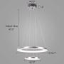 CHYING Modern LED Pendant Light with Acrylic Shade 2-Ring 30W Cool White 6500K Ceiling Light 2400LM Chandelier Adjustable Pendant Hanging Light Fixture for Kitchen Island Living Dining Room Restaurant