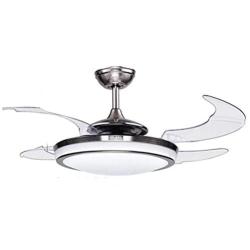 ONEKISS Modern Ceiling Fan with Lights, Retractable Blades for Kitchen Living Room Dining Room Bedroom, 3 Speeds 3 Colors Ceiling Fan with Remote Control, Silent Fan Light with LED Indoor 42''(Silver)