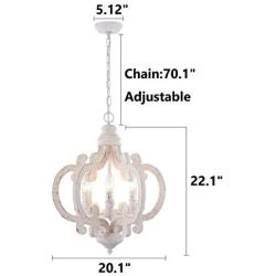 HMVPL 6-Lights Wooden Farmhouse Pendant Lighting Fixtures, Industrial Swag Chandeliers Hanging Ceiling Lamp for Kitchen Island Dining Room Bedroom Foyer Hallway Front Door