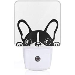 French Boston Terrier Bulldog Led Smart/Automatic Dusk to Dawn Sensor Night Light (Plug-in) for Adult Indoor Bedroom Bathroom Decorative