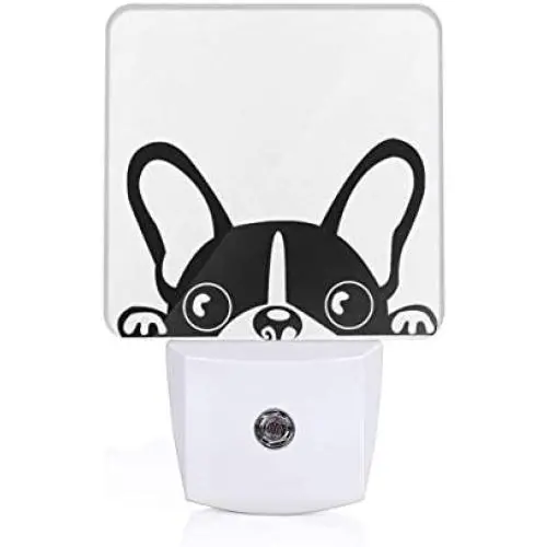 French Boston Terrier Bulldog Led Smart/Automatic Dusk to Dawn Sensor Night Light (Plug-in) for Adult Indoor Bedroom Bathroom Decorative