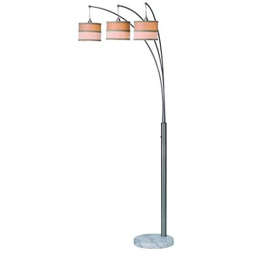 Artiva USA Luca, Modern 86-inch 3-Arch Brushed Steel Floor Lamp with Marble Base and Dimmer Switch (9466FC)