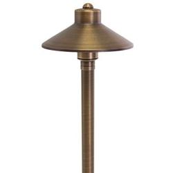 VOLT Flat Hat 12V Brass Path Light (7'' Shade, 25'' Tall)