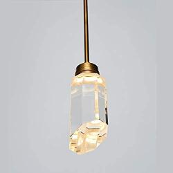 MOTINI 1-Light Modern Crystal Pendant Light in Gold Brushed Brass Finish Single Cylinder LED Light Fixtures Ceiling Hanging Glass Pendant Lighting for Kitchen Island Bedroom Dining Room Bar