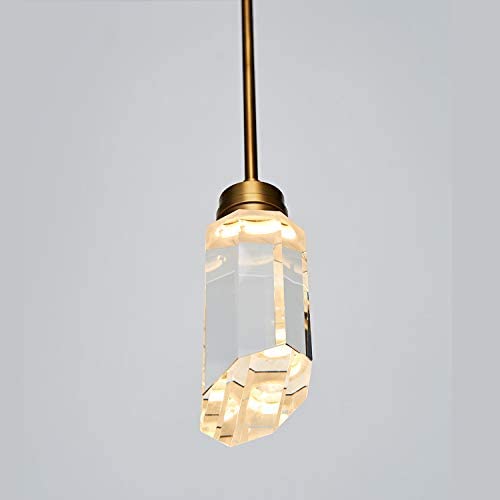 MOTINI 1-Light Modern Crystal Pendant Light in Gold Brushed Brass Finish Single Cylinder LED Light Fixtures Ceiling Hanging Glass Pendant Lighting for Kitchen Island Bedroom Dining Room Bar