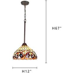 Capulina Tiffany Style Kitchen Lighting, 1-Light Stained Glass Lighting Fixtures, 12 inch Wide Lampshade Mini Pendant Light, Victorian Kitchen Island Lighting, Tiffany Hanging Pendant Light