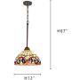 Capulina Tiffany Style Kitchen Lighting, 1-Light Stained Glass Lighting Fixtures, 12 inch Wide Lampshade Mini Pendant Light, Victorian Kitchen Island Lighting, Tiffany Hanging Pendant Light