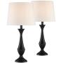 Joyce Modern Table Lamps Set of 2 Black Metal White Linen Tapered Drum Shade for Living Room Bedroom Bedside Nightstand Office Family - 360 Lighting Joyce Modern Table Lamps Set of 2 Black Metal White Linen Tapered Drum Shade for Living Room Bedroom Bedside Nightstand Office Family - 360 Lighting