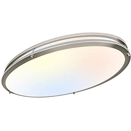 32 Inch Oval LED Ceiling Light, 35W [300W Equivalent] 3100LM,3000K/4000K/5000K Switch BN Finish Dimmable Saturn Flushmount Ceiling Light for Kitchens, Living Room,Closets