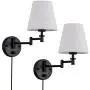 Capslpad Adjustable Swing Arm Wall Sconces Set of 2 Wall Lamps with Plug in Cord Metal Base/White Shade Modern Lights Fixtures for Bedroom Living Room Office Bedside Reading Lamp Capslpad Adjustable Swing Arm Wall Sconces Set of 2 Wall Lamps with Plug in Cord Metal Base/White Shade Modern Lights Fixtures for Bedroom Living Room Office Bedside Reading Lamp