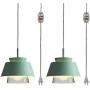 STGLIGHTING Glass Socket Pendant Light with 15ft Plug-in UL On/Off Dimmer Switch Cord Light Fixtures Nordic Minimalist Loft Style Lamps for Dining Room Bulbs Not Included 2-Pack,Macaron Green