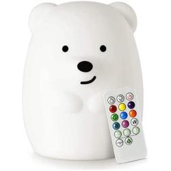 Bear Night Lights, Night Light Kids, Bedside lamp for Children, Baby Nursery Light, LED Lights - Break Resistant/Eye Caring/Adjustable Brightness & Color/Time Setting/Touch-Control & Remote Control