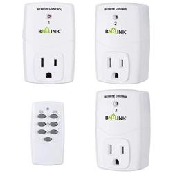 BN-LINK Mini Wireless Remote Control Outlet Switch Power Plug In for Household Appliances, Wireless Remote Light Switch, LED Light Bulbs, White (1 Remote + 3 Outlet) 1200W/10A