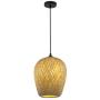 LITFAD Double-Decker Bamboo Pendant Lights Restaurant 1 Light Suspended Light Rustic Weave Ceiling Hanging Light in Beige with Adjustable Hanging Cord for Dining Room Restaurant Bar - 7.5'' (19 cm)