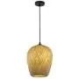 LITFAD Double-Decker Bamboo Pendant Lights Restaurant 1 Light Suspended Light Rustic Weave Ceiling Hanging Light in Beige with Adjustable Hanging Cord for Dining Room Restaurant Bar - 7.5'' (19 cm)