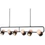Modern 6-Light Kitchen Island Chandelier, Black Farmhouse Adjustable Metal Shades Pendant Lighting, Vintage Industrial Linear Ceiling Fixture Hanging Light for Dining Room, Pool Table, Bar