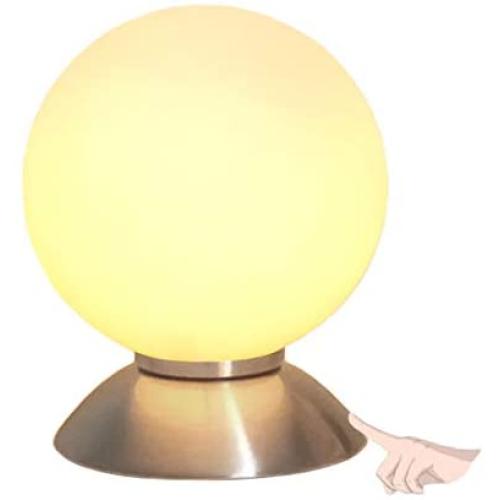 YIFONTIN Touch Lamp Sensor Control Table Light 3 Brightness Level Dimmable Glass Ball Table Lamps for Livingroom Bedroom Dorms and Office, Silver.