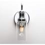 Permo Industrial Vintage Gooseneck Wall Mount Single Sconce with 3.1'' Cylindrical Clear Glass Shade Wall Sconce Light Lamp Fixture (Chrome)