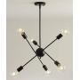 Modern Sputnik Chandelier Lighting Fixture 6 Lights Brushed Brass Chandeliers Mid Century Pendant Light Gold Ceiling Light Fixture for Hallway Bar Kitchen Dining Room (Black)