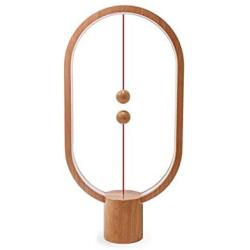 ALLOCACOC Heng Balance Lamp - Ellipse Magnetic Mid-air Switch USB Powered LED Lamp, Warm Eye-Care LED Lamp, Table Lamp, Decoration for Bedroom, Living Room, Dining Room and Office (Wood Color)