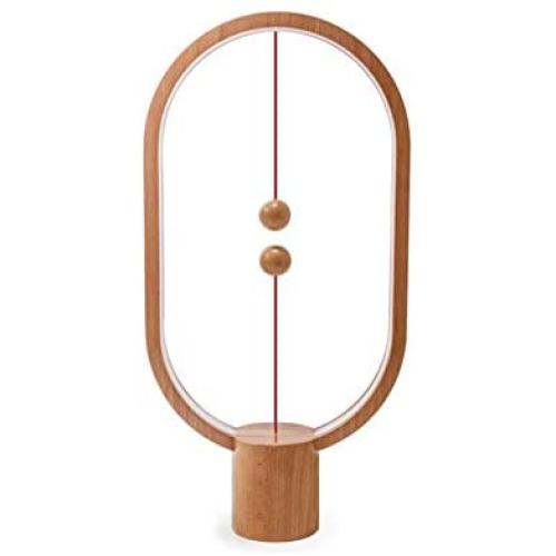 ALLOCACOC Heng Balance Lamp - Ellipse Magnetic Mid-air Switch USB Powered LED Lamp, Warm Eye-Care LED Lamp, Table Lamp, Decoration for Bedroom, Living Room, Dining Room and Office (Wood Color)