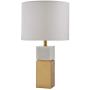 Amazon Brand – Rivet Mid-Century Modern Square Pillar Living Room Table Lamp With LED Light Bulb - 10.5 x 10.5 x 18 Inches, White Marble and Brass