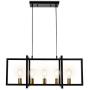 Modern Kitchen Island Light Pendant Chandelier 5-Light Ceiling Light Industrial Pendant Lighting Fixture Matte Black with Antique Brass Finish