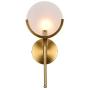 NOXARTE Mid Century Modern Wall Mounted Light Brushed Brass Wall Sconce Milky Glass Wall Lamp for Bedroom Living Room