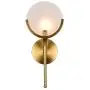 NOXARTE Mid Century Modern Wall Mounted Light Brushed Brass Wall Sconce Milky Glass Wall Lamp for Bedroom Living Room