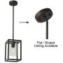 VINLUZ Modern 1-Light Cage Kitchen Island Pendant Lighting with Glass Shade Oil Rubbed Bronze Chandeliers Dining Room Lighting Fixtures Hanging Semi Flush Mount Ceiling Lights Bedrooms Hallway