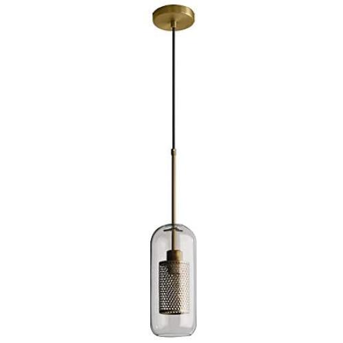 Modo Lighting Modern Pendant Light Cylinder Glass Shade Hanging Lights for Dining Room (Cylinder-5.9'')