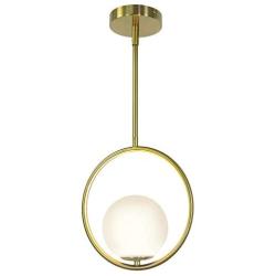 TULUCE Modern One -Light Chandeliers Lighting Metal Opal Glass Shade Pendant Light Vintage Aged Brass Pendant Lamp Fixture for Kitchen Island Dining Room Farmhouse