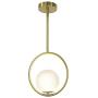 TULUCE Modern One -Light Chandeliers Lighting Metal Opal Glass Shade Pendant Light Vintage Aged Brass Pendant Lamp Fixture for Kitchen Island Dining Room Farmhouse