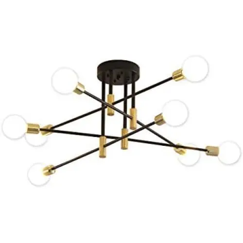 Sputnik Chandelier Mid Century Modern Nordic E26 LED Pendant Lighting Edison 4/6/8 Lights Chandeliers Ceiling Light Fixture Black Light for Living Room,Kitchen,Bedroom,Dining Room