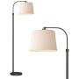 Oneach Modern Floor Lamp for Living Rooms LED Contemporary Arc Standing Lamps for Bedrooms Accent Tall Pole Light for Reading with Hanging Lamp Shade Black