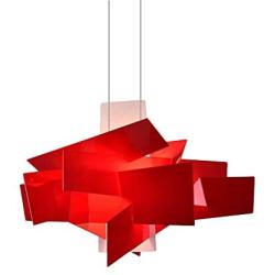 RUNNUP Modern Acrylic Pieces Stacked Irregular Pendant Light Fixture Creative LED Hanging Ceiling Lamp for Living Room Office Hotel Hallway Foyer Entry Way Romantic Deco,Red