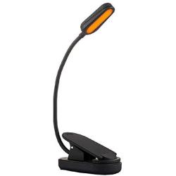 Sleep Aid LED Amber Light, Preti USB Reading Book Lights, 2 Modes Clip Mini Table Lamp, 360 Degree Adjustable, 20 Hours Working Time Desk Lights for Bedside Study Reading Music Stand (Amber)